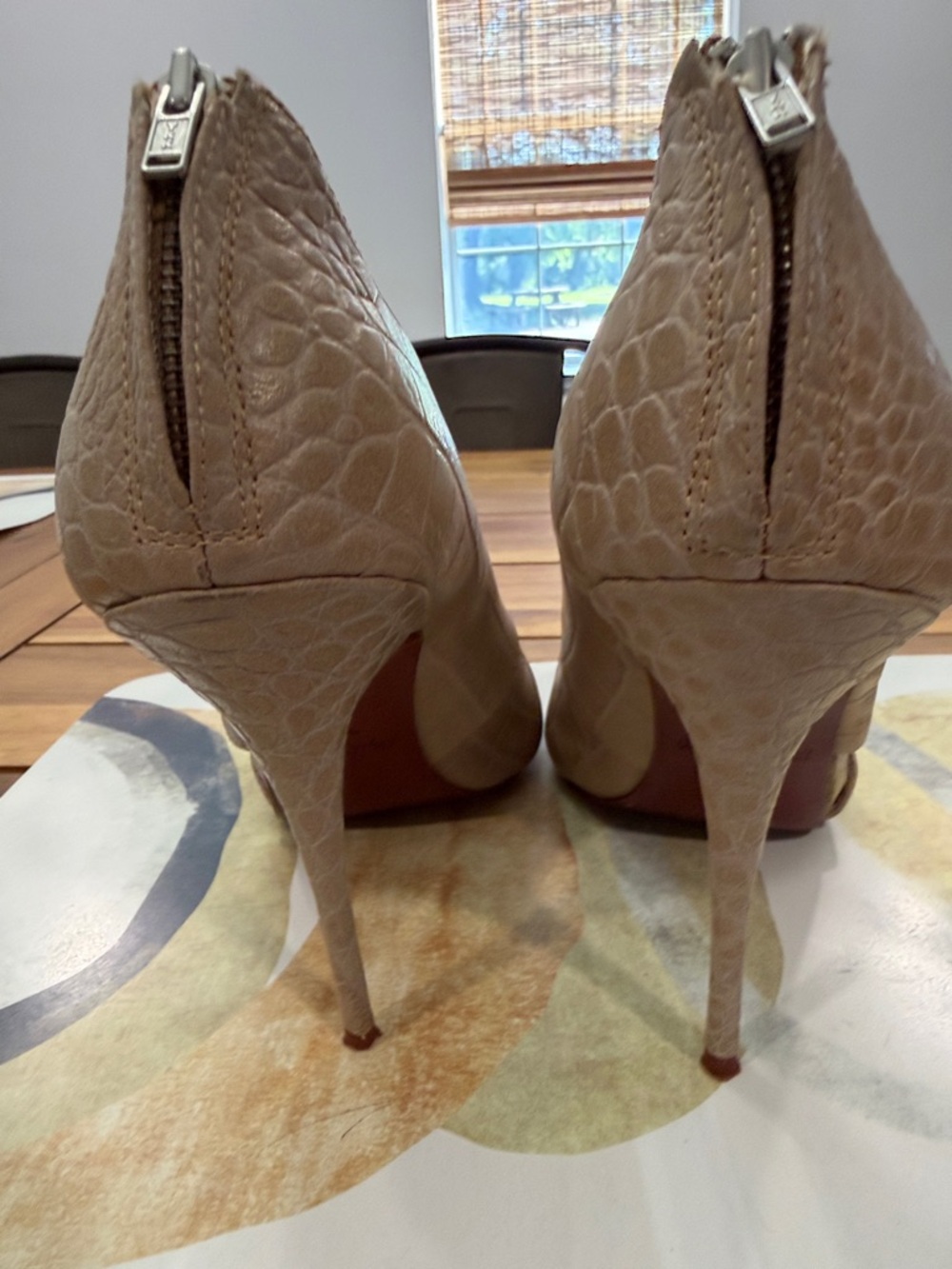 Elizabeth and James Croc Print Peep Toe Pumps - Picture 3 of 7